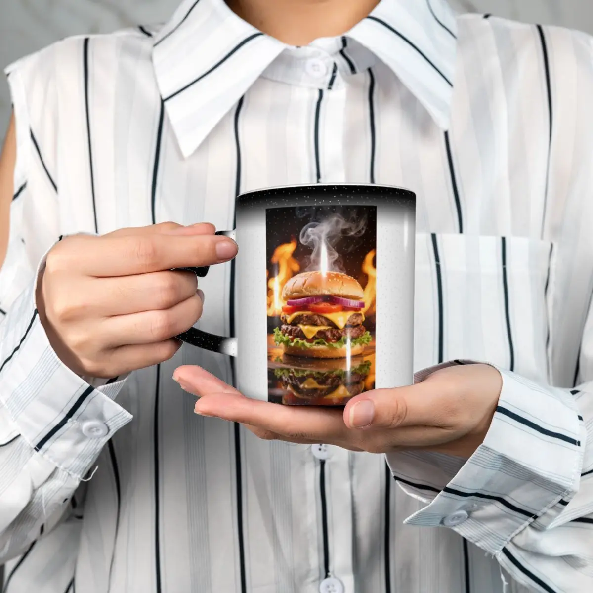 Hamburger Realistic Burger Design Mug Funny Ceramic Coffee Cups Tea Mugs Milk Cup Drinkware Gifts for Woman Man