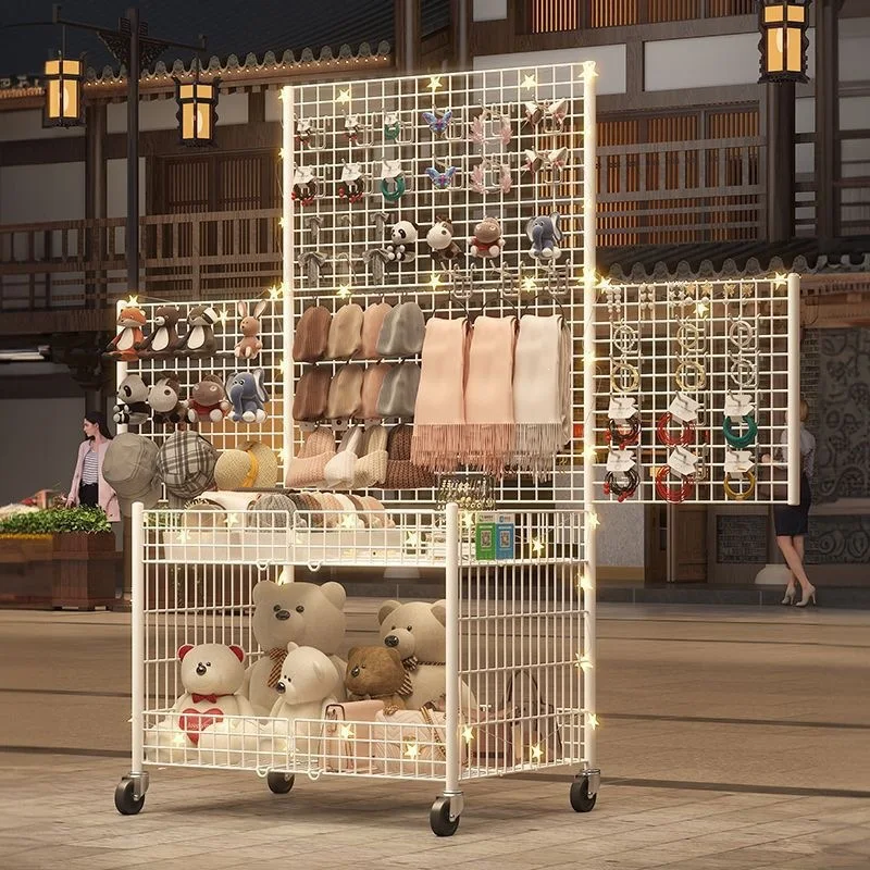 Portable Stall with Wheels, Shelves Display Shelves