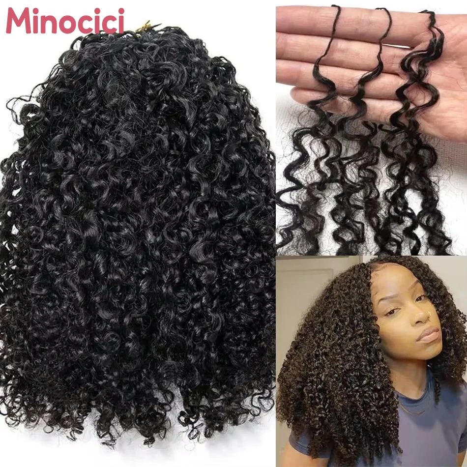 

Кудрявые волосы для наращивания Kinky Burmese Curly Crochet, без узлов, предварительно разделенные, 100% натуральные человеческие волосы для женщин