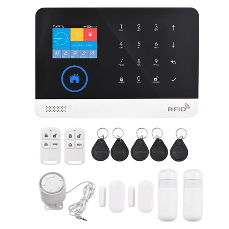 ABSJ-sistema de alarma para seguridad antirrobo en el hogar, 433Mhz, WIFI + alarma GSM, inalámbrico, Wifi, aplicación inteligente Tuya, funciona con enchufe estadounidense