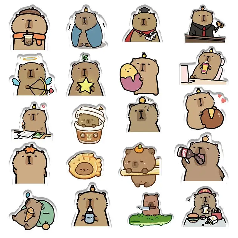100pcs/set Cartoon Capybara Sticker Fun DIY Kid Toy Gift Decorative Decal Junk Journal Laptop Phone Luggage Bottle Waterproof