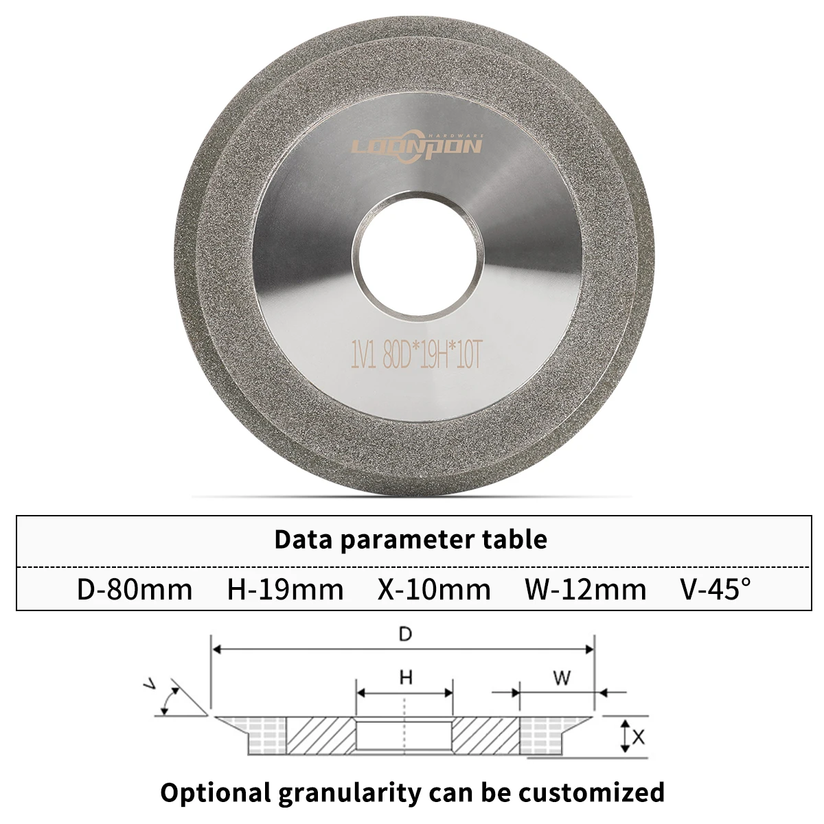 Loonpon 80 mm Diamant-Schleifscheibe, Schleifer, Kreisschärfer, Schleifscheibe für Hartmetall, Metall, Wolframstahl, Fräser – Detail 9