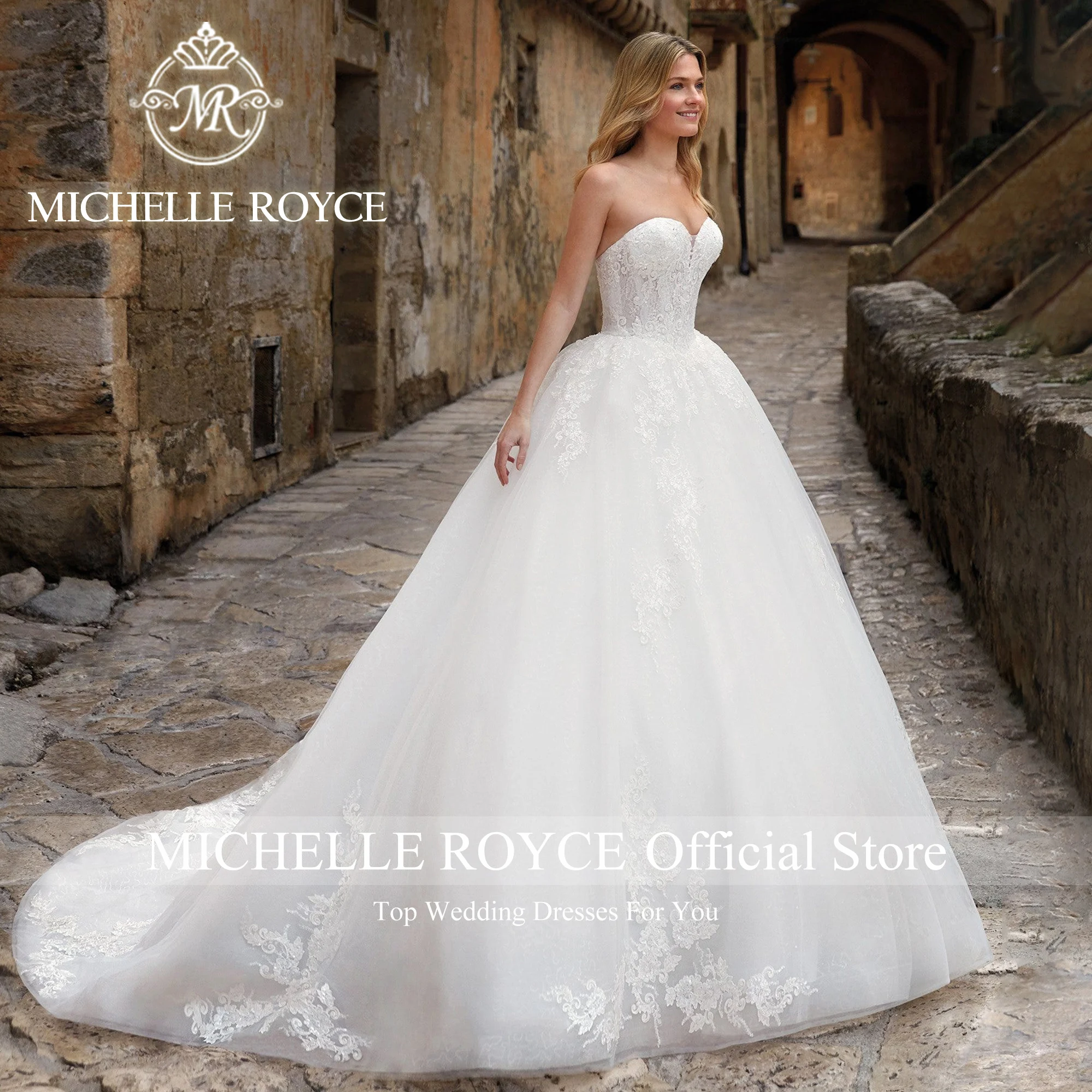 Michelle Royce ชุดชุดราตรีงานแต่ง2023หรูหราคนรัก appliques เลื่อม organza ชุดเจ้าสาวที่สวยงาม vestidos de Novia