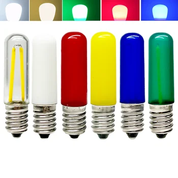 ミニLEDフィラメント電球T15e14,15x60mm,220V,2W,赤,緑,青,黄色,冷蔵用ウォームホワイト