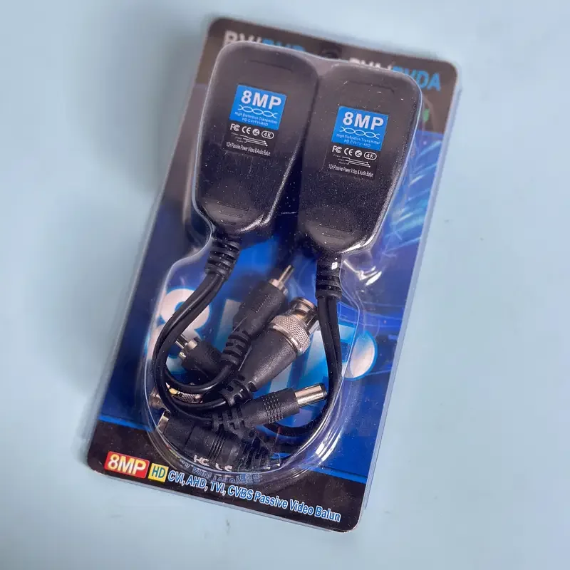 8MP BNC Power Audio Video Balun Transceiver 3 IN 1 BNC DC RCA Connectors BNC to RJ45 for 8MP/5MP/1080P CCTV Camera