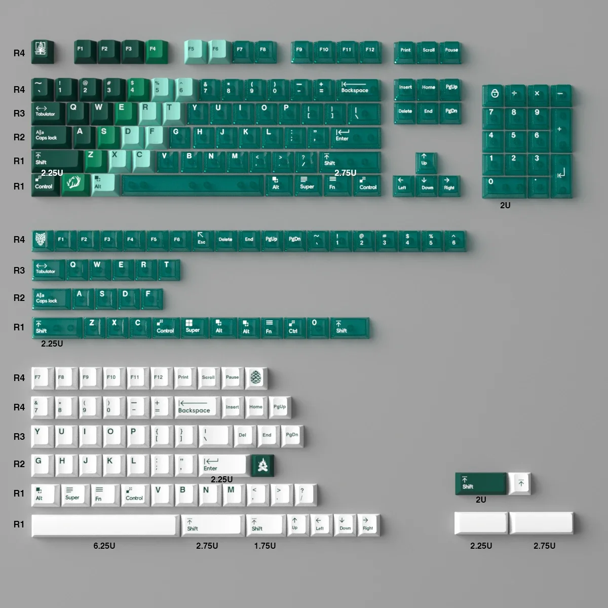 

Snow mountain green forest gradual change keycap transparent PBT sublimation PC printing original factory