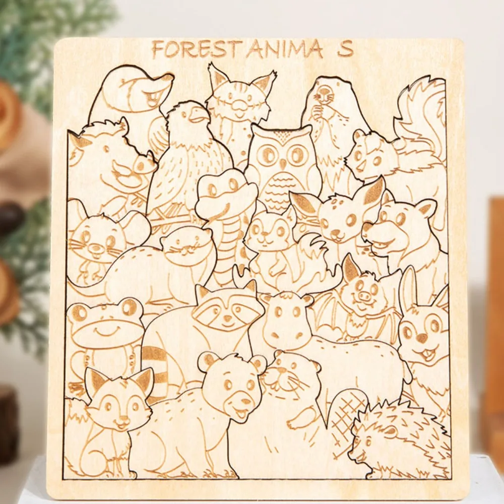 Animais da floresta dinossauro quebra-cabeça desafiador cérebro teaser forma dos desenhos animados quebra-cabeças diy dos desenhos animados forma animal quebra-cabeças jogo da família