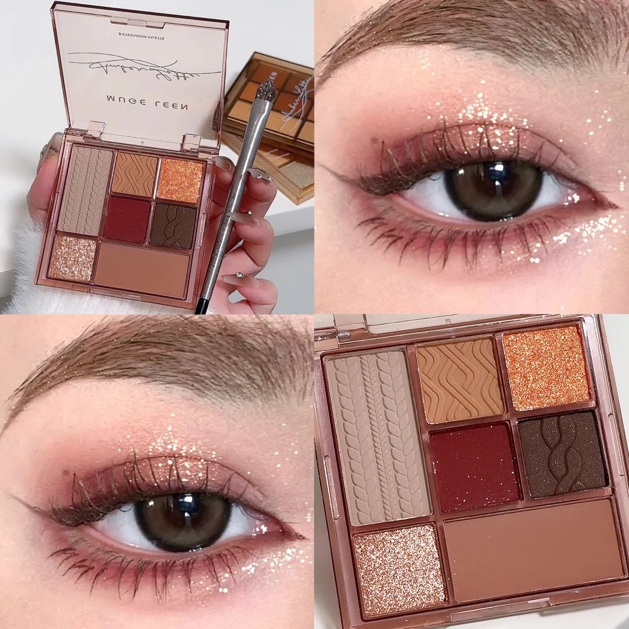 Paleta de sombras de ojos, 7 colores, rosa, rojo, marrón, mate, purpurina, perlada, duradera, encantadora paleta de maquillaje de ojos, cosméticos