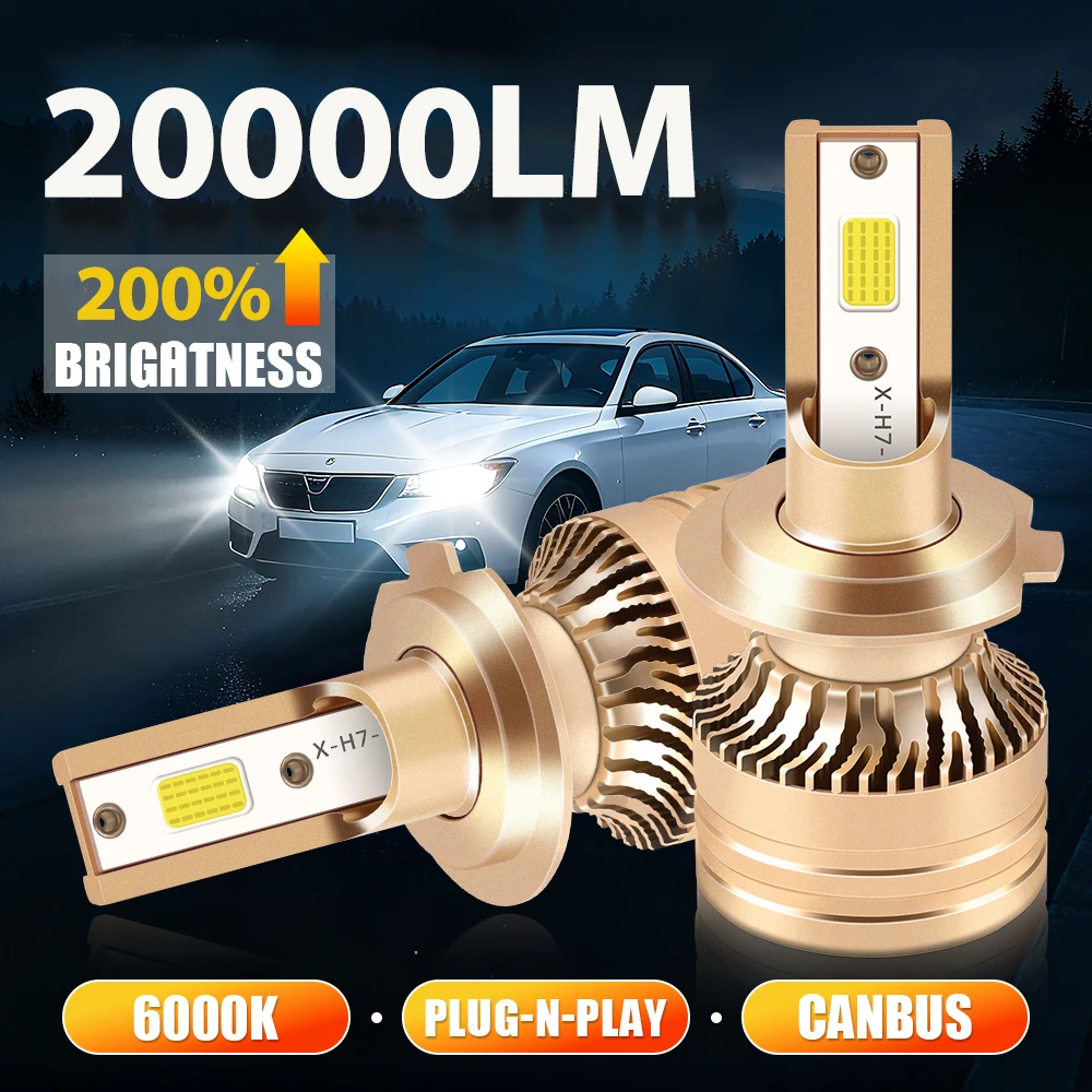 2PCS 200W 12V 6000K Weiß Auto LED Licht H7 LED Scheinwerfer Birne Lampe Externe Stick universal fit für DC12V Auto