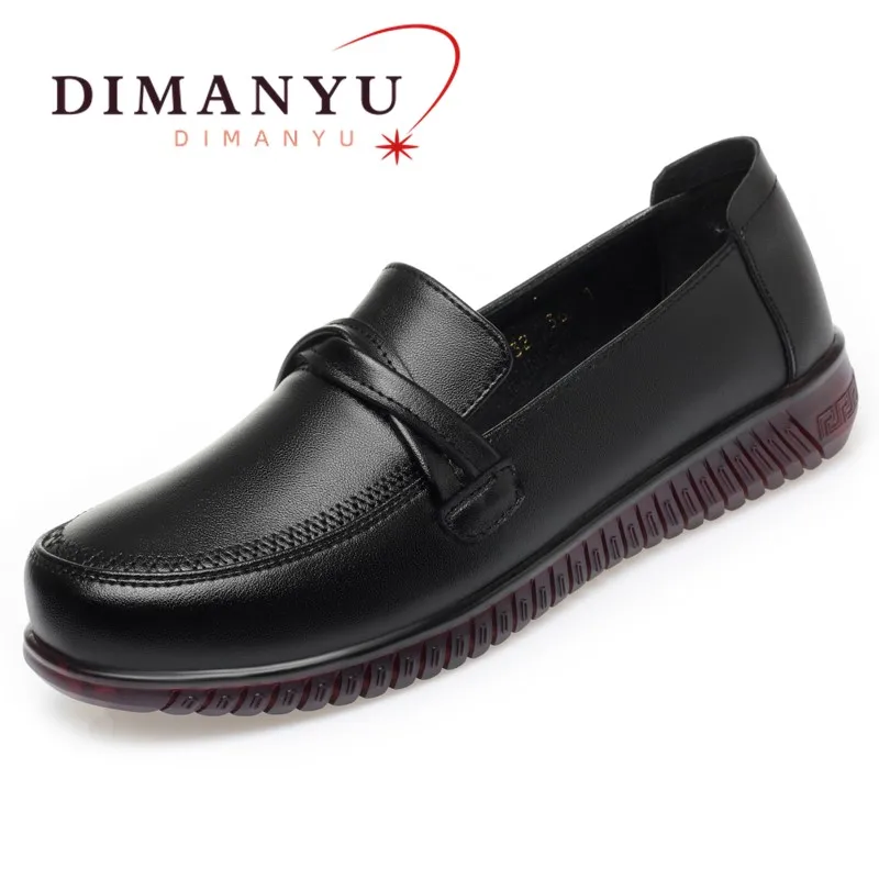 

DIMANYU Loafers Women's Non-slip 2024 New Spring Genuine Leather Female Casual Shoes One Foot Large Size Mom Shoes