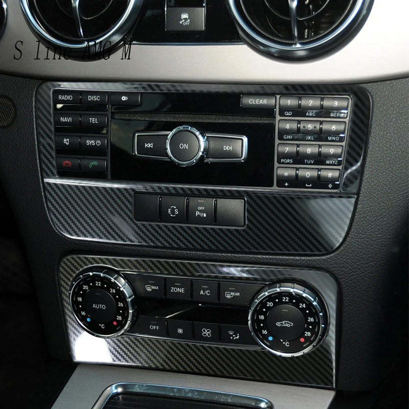

For Mercedes Benz GLK X204 2013-2015 Stainless steel carbon fiber Color Car CD panel air conditioning button switch Sticker Trim