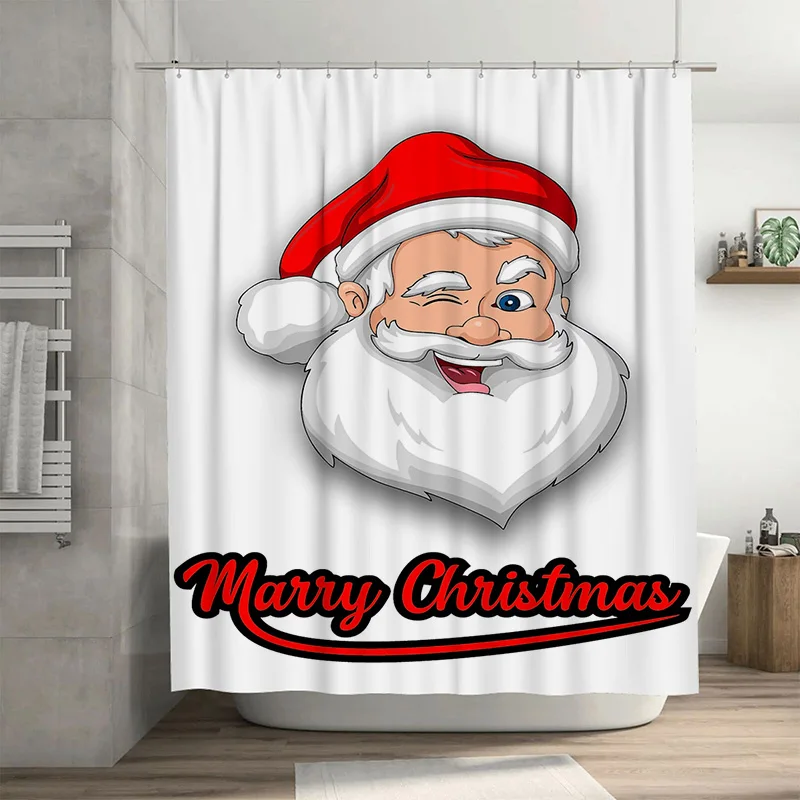

Tuniu праздничный рождественский декор для ванной комнаты забавный Санта-Клаус занавеска для душа милый праздничный фон для туалета водонепроницаемая ткань Merry Chr
