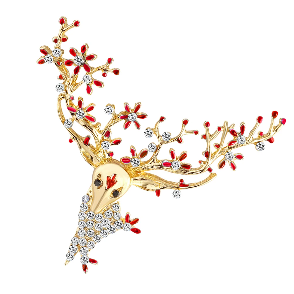 

Elk Shape Brooch Alloy Rhinestone Badge for Christmas Brooch Pin Women Party Dress Casual Wear Gifts Holiday Accessories