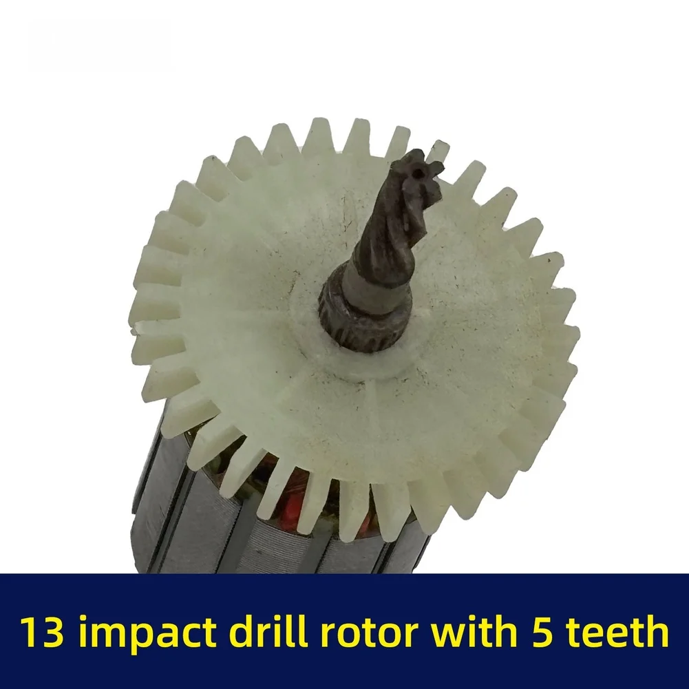 13 mm elektrische boorrotor 5-tand koperen motor 35 mm kernlengte 130 mm totale lengte voor klopboormachines vervangend elektrisch gereedschap onderdeel