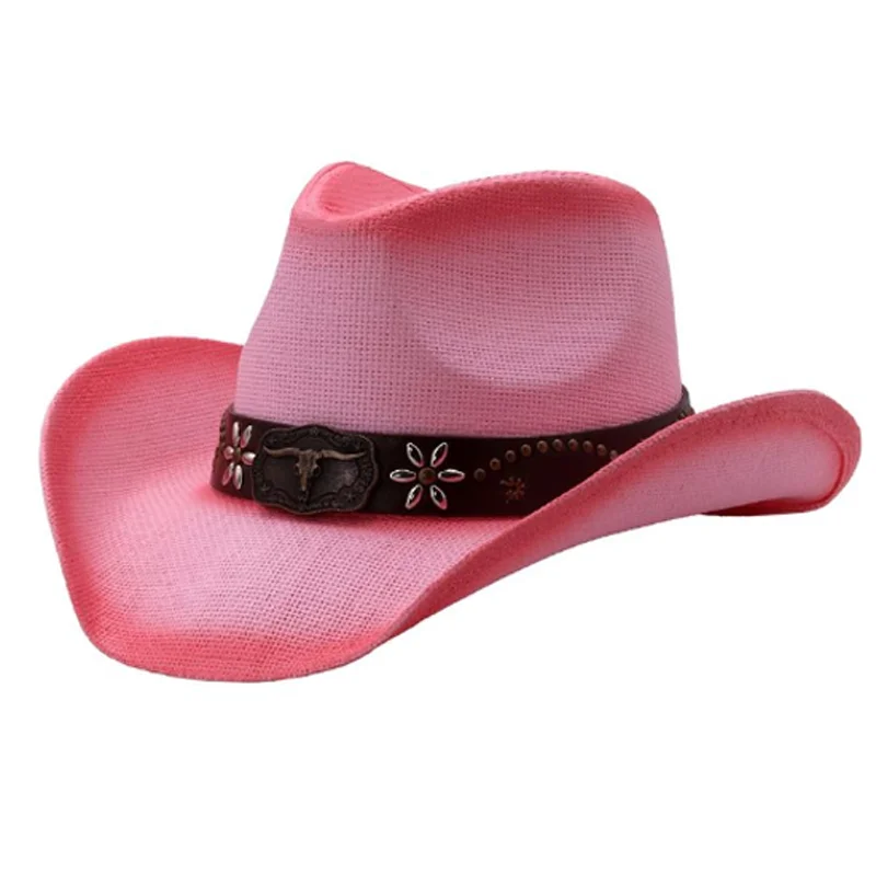 Retro Straw Cowboy Hat Pink 2024 New Summer Outdoor Sun Hat Straw Hat for Men and Women sombrero hombre sombrero mujer