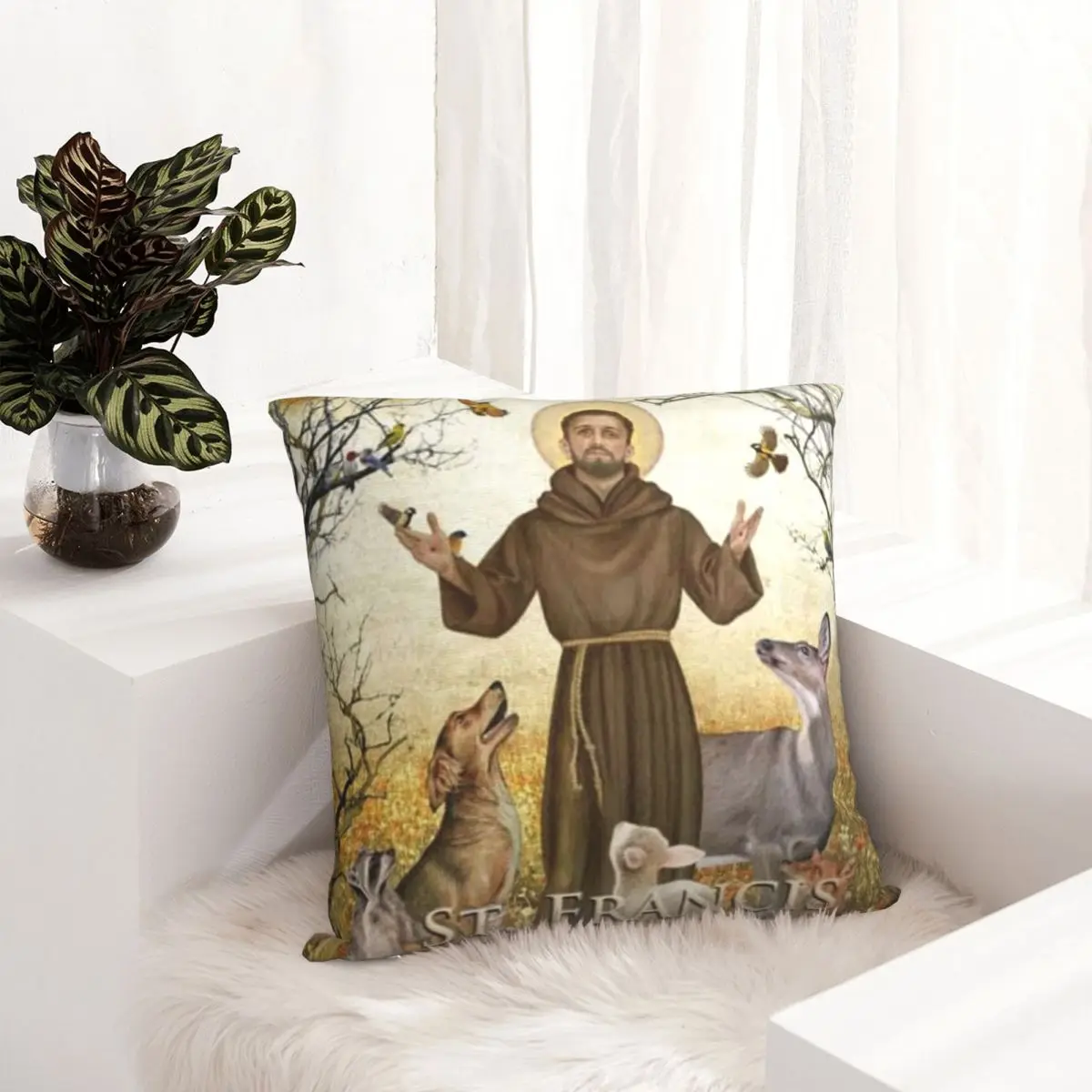 Saint Francis of Assisi Pillowcase Christ Jesus Dakimakura Pillow Case Decor Cushion Cover Home Sofa Bed Bedding Bedroom Nordic