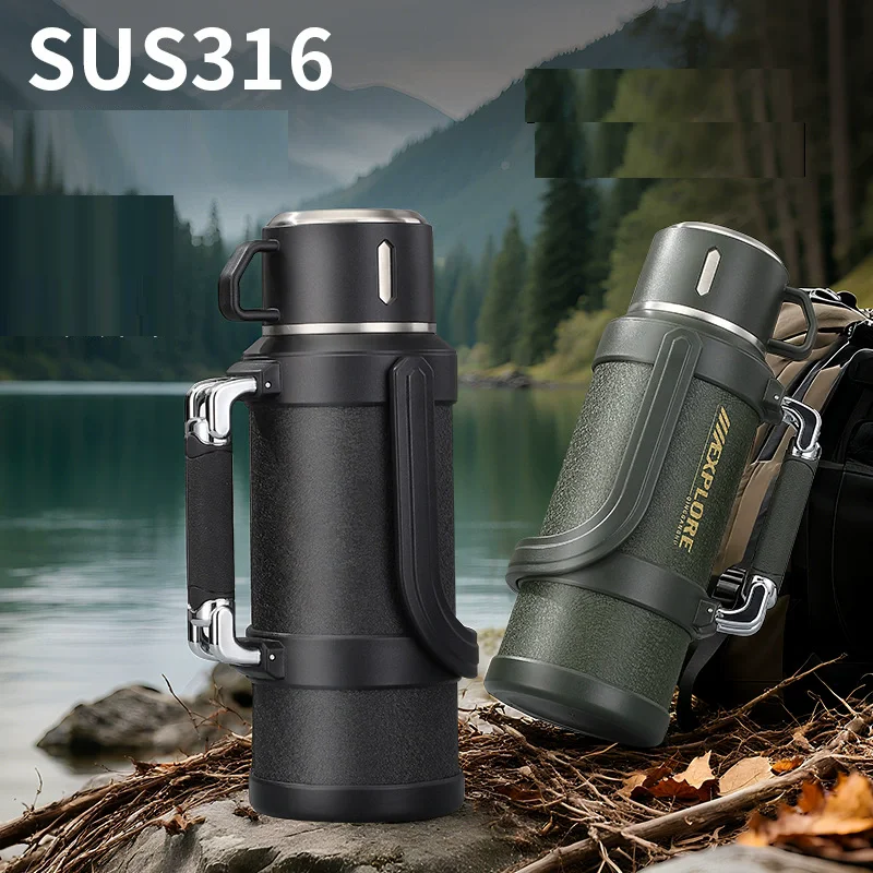 316 Stainless Steel Big Capacity Thermos Bottle Outdoor Travel Coffee Mugs Thermal Vaccum Water Bottle Thermal Mug