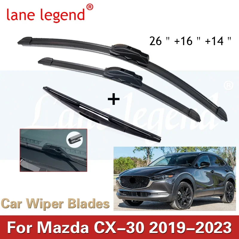 

Car Front Rear Windshield Wiper Blades For Mazda CX-30 CX30 CX 30 2019-2023 Windscreen Window Accessories 26"+16"+14"