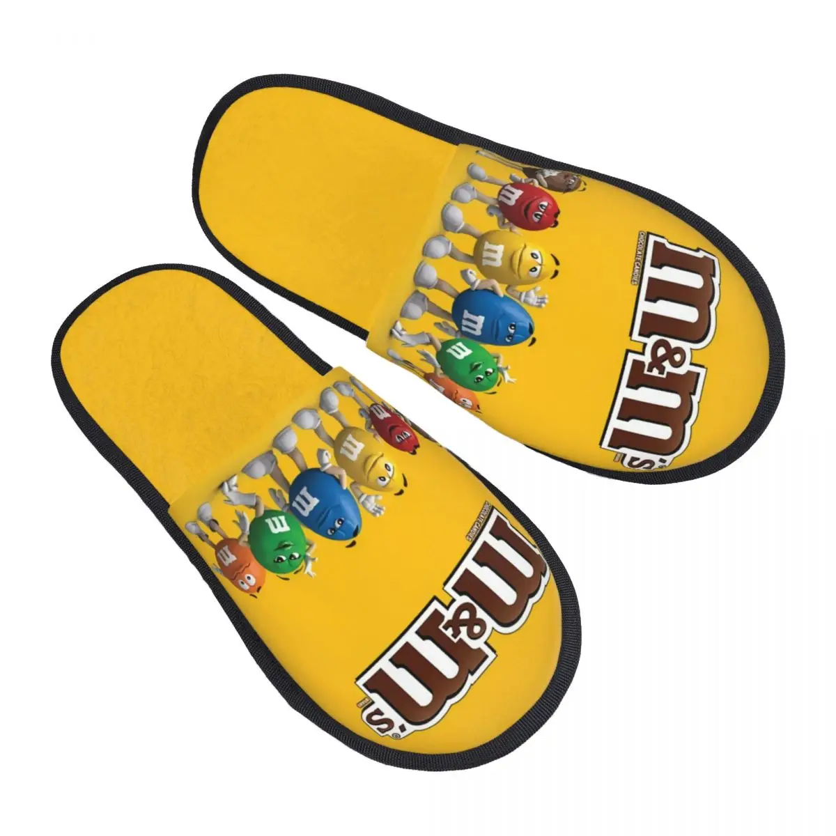 Custom M&M\'s Chocolate Beans House Slippers Cozy Warm Cartoon Candy Chocolate Memory Foam Fluffy Slipper Indoor Outdoor Shoes