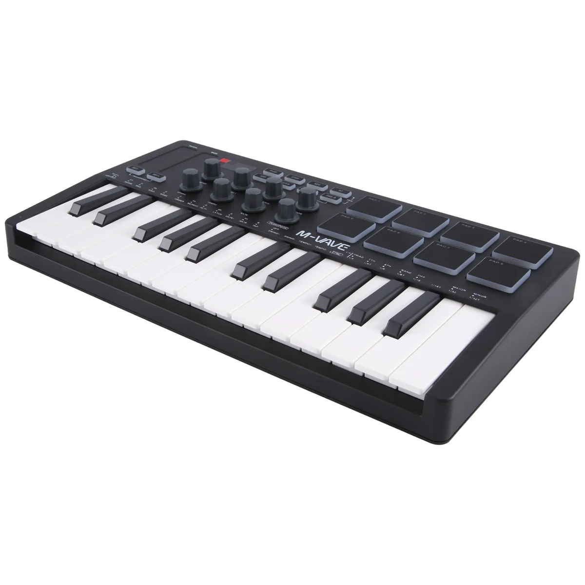 AT53 MIDI Controlador de teclado MIDI USB de 25 teclas Teclado arreglador portátil Rgb Pad Teclado controlador USB Midi Negro + Blanco