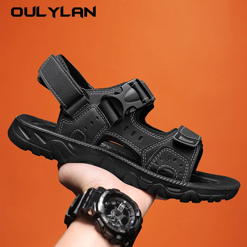 Trendy Comfortable Sandals for Men Summer Outdoor Wear Youth Beach Shoes Non-Sip Wear-resistant Slippers Dual-purpose Drivining