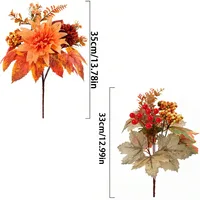 Artificial Flowers Bouquet Fake Floral Stems With Maple Leaf Pumpkin Thanksgiving Halloween Home Table Centerpiece Decoration 5