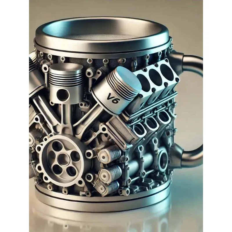 Stereo Punk Teacup Stainless Steel V6V8 Coffee Cup Mechanical Engine Engine Mug