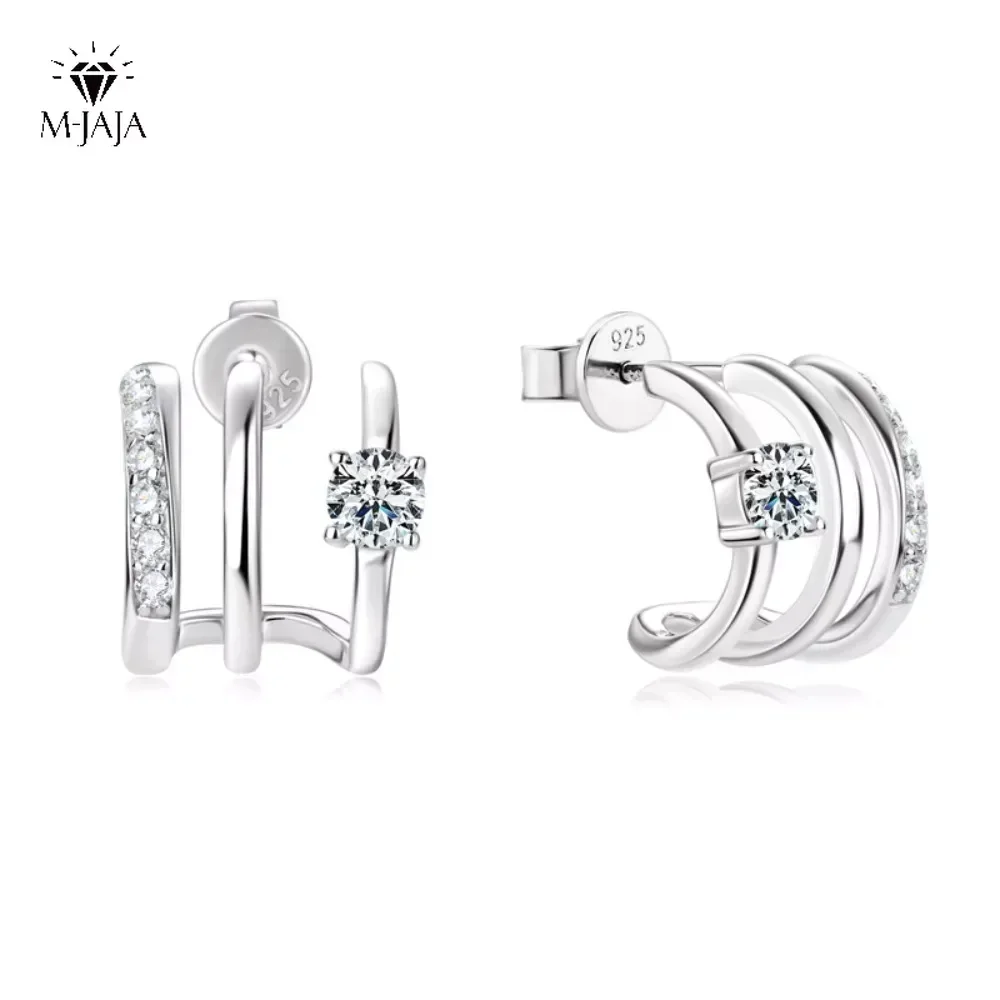 

M-JAJA Moissanite Stud Earrings for Women 18K Gold Plated S925 Sterling Silver Diamond Hoop Earrings Party Trendy Jewelry Gifts
