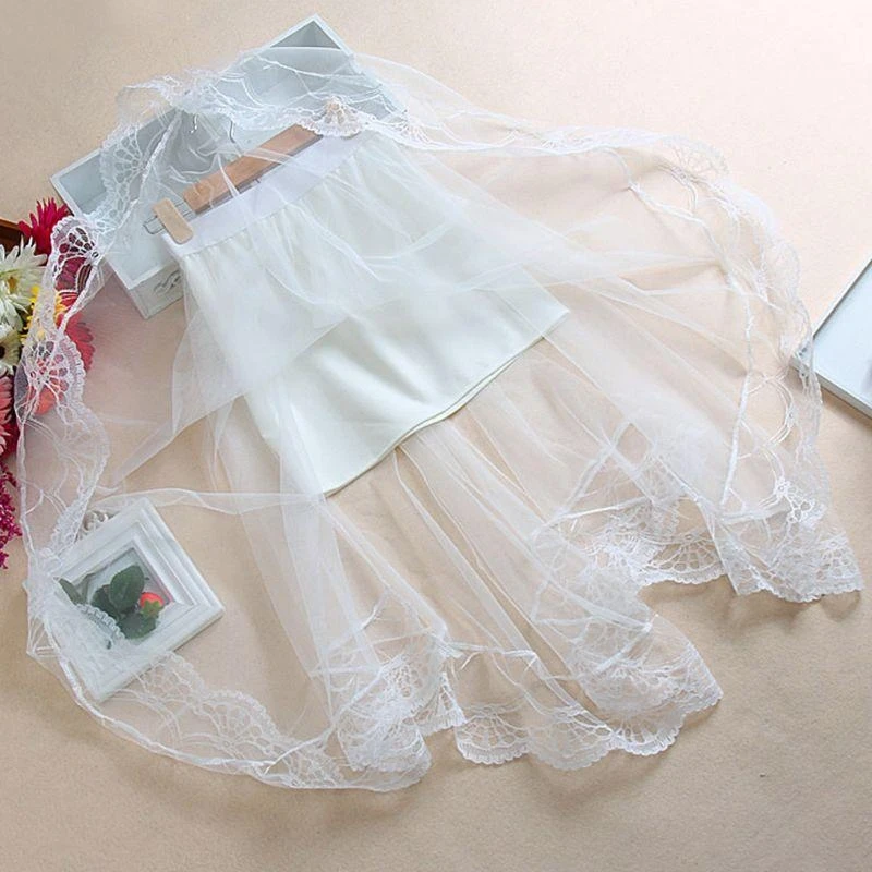 573B Women Girls Summer High Waist Layered Sheer Mesh Midi Long Skirt Asy
