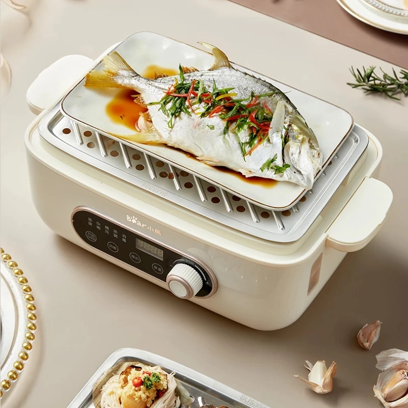 Бытовой электрический отпариватель Bear, устройство для приготовления пищи большой емкости, 12 л, устройство «Все в одном», Двухуровневый, многофункциональный