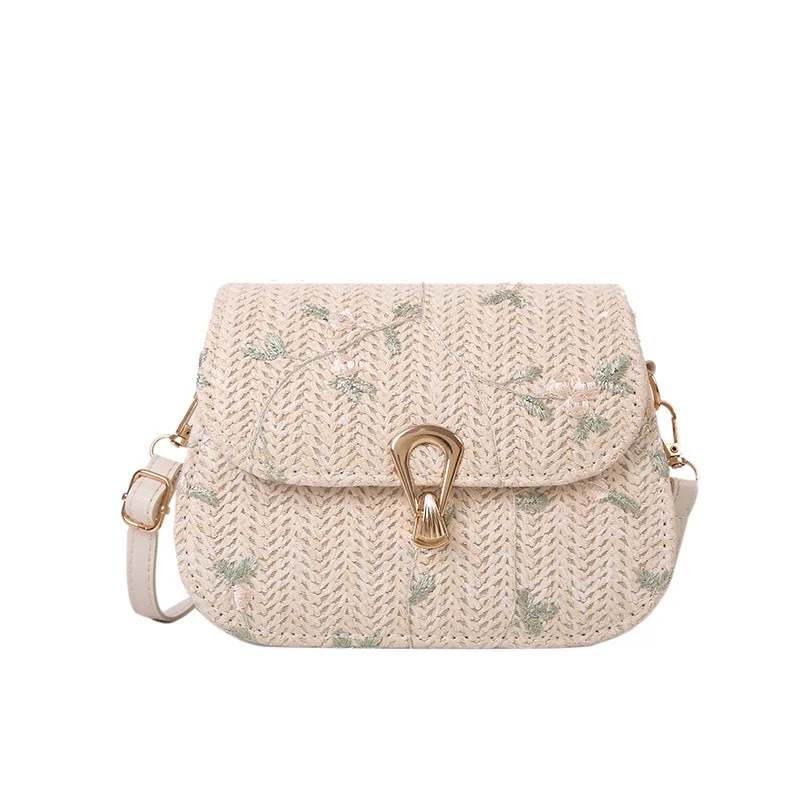 

Mori system straw bag female 2025 summer new small fresh lace flowers woven saddle bag hundred shoulder crossbody bags