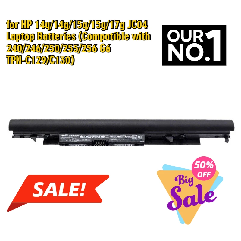 

for HP 14q/14g/15q/15g/17g JC04 Laptop Batteries (Compatible with 240/246/250/255/256 G6 TPN-C129/C130)