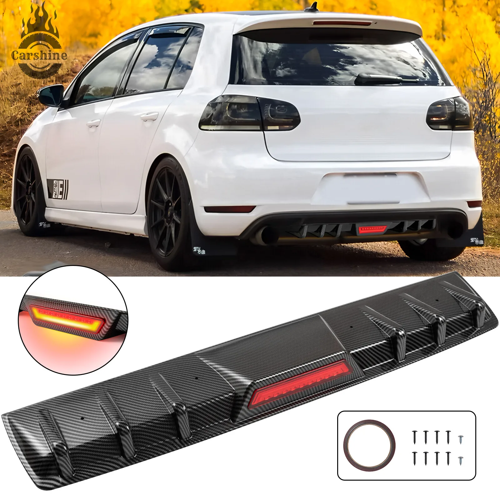 

Диффузор заднего бампера из карбона с LED-подсветкой стоп-сигналов для VW JETTA MK5 MK6 MK6.5 MK7