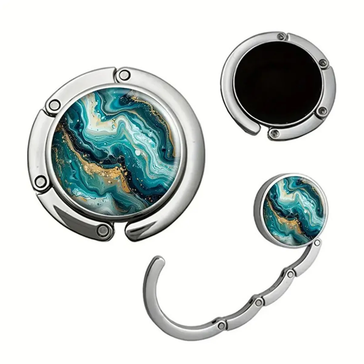 Colgador de bolso de aleación de Zinc con varios patrones, soporte de gancho plegable, estante de anillo portátil, ganchos para bolsa de borde de mesa de oficina y escuela, colgador de viaje