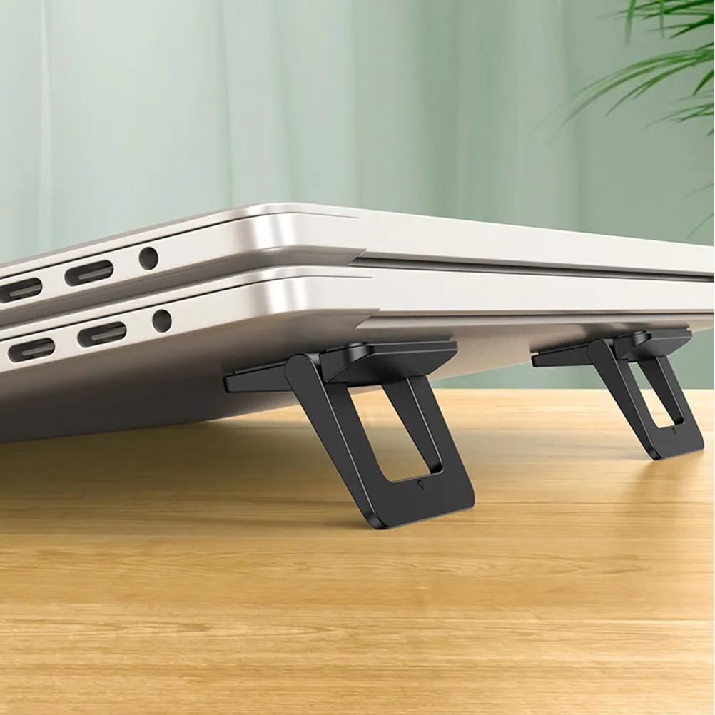 

2Pcs Mini Laptop Stand Foldable Holder Portable Notebook Support Bracket Stable Slip-Free Desktop Heightening Stand for Work