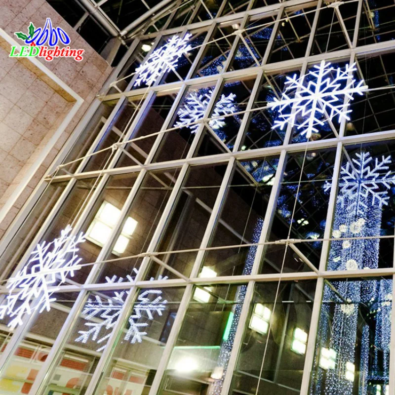 Custom.3 4M 5M 6m white LED 3D snowflake motif light