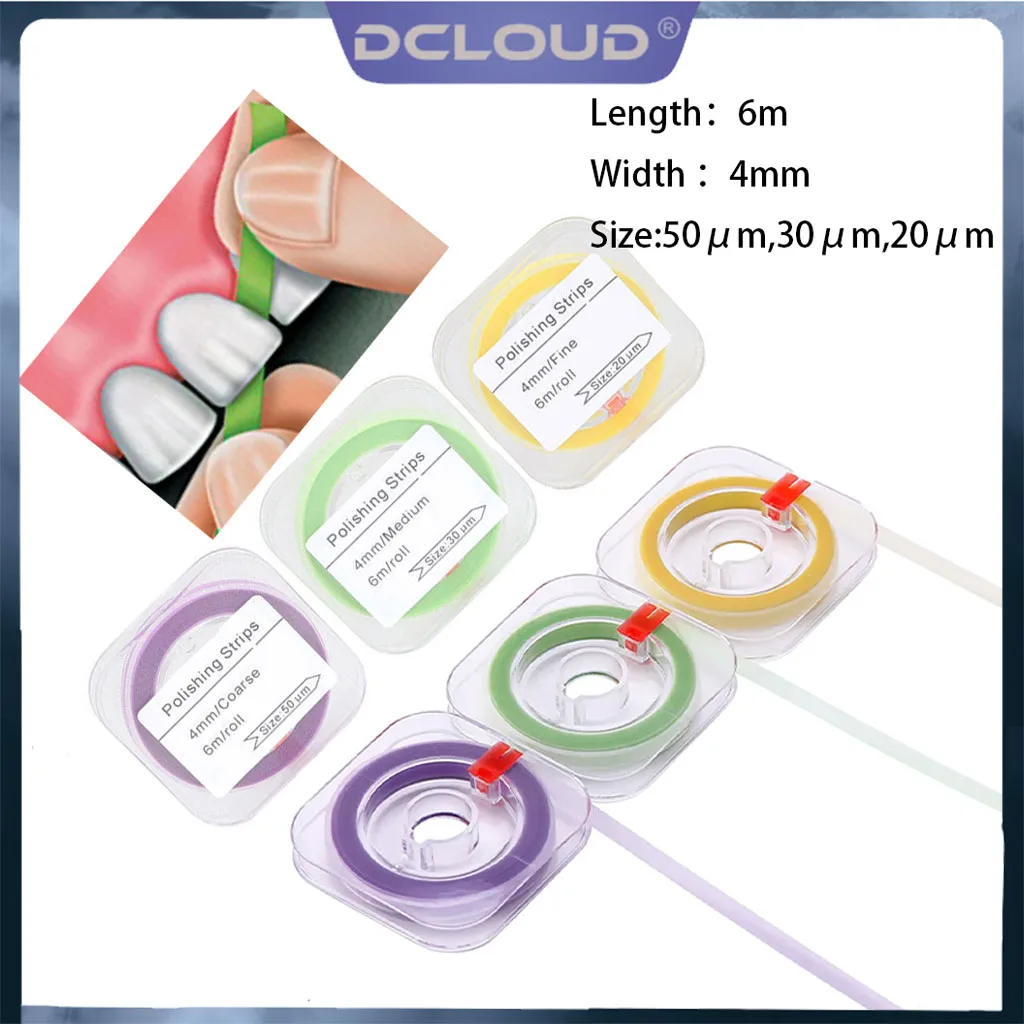 DCLOUD 1Roll Dental Resin Polishing Strips Teeth Sanding Grinding Finishing Whitening Tools  6m*4mm Coarse Medium Fine Sizes