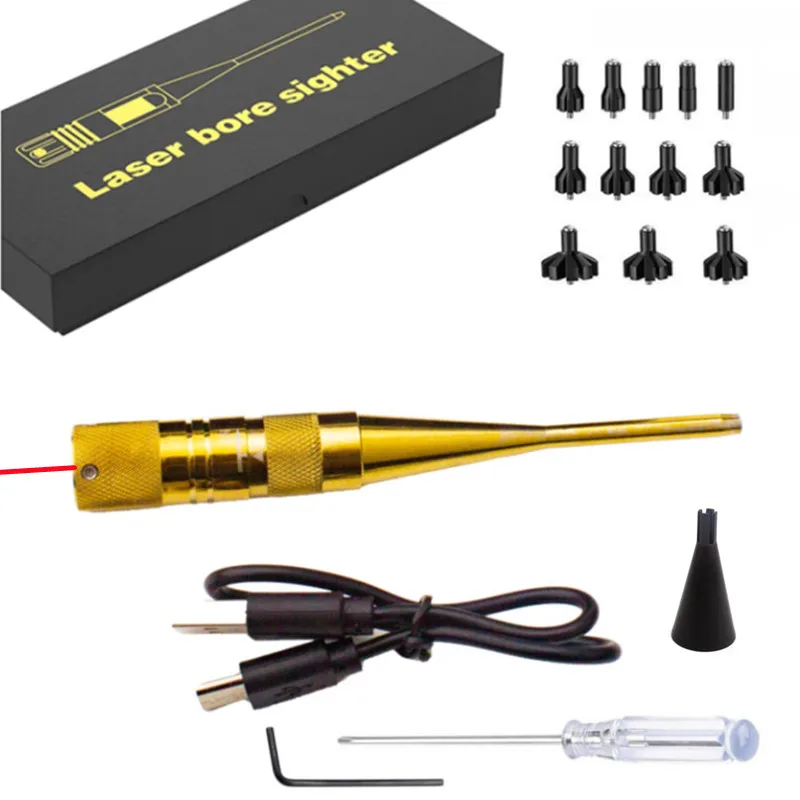 Tactical Laser Bore Sighter Kit Red/Green Laser Sight with 12 Adapters for .17 to 12GA Caliber