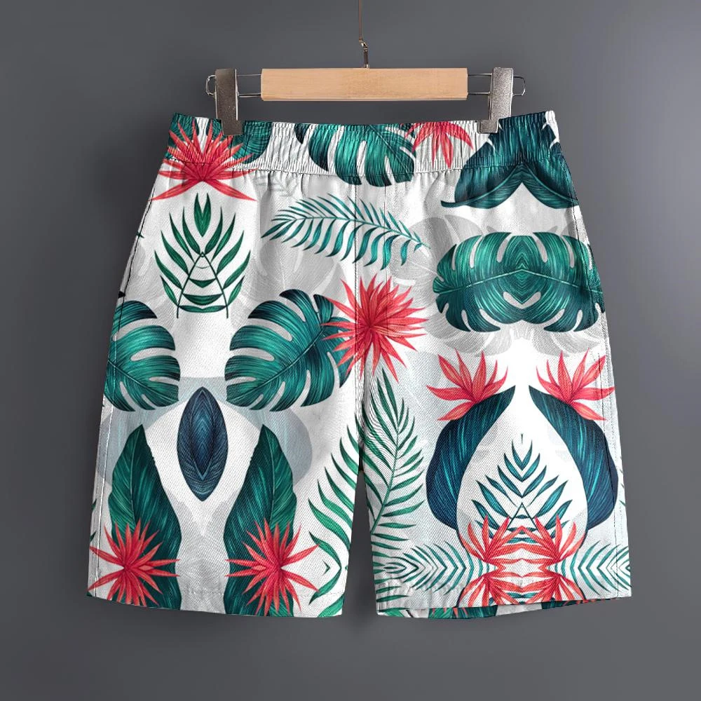 

Fashion Leaves Flowers 3D Print Beach Shorts Men Women Oversized Surfing Board Sport Pants Swimsuits Trunks Clothing