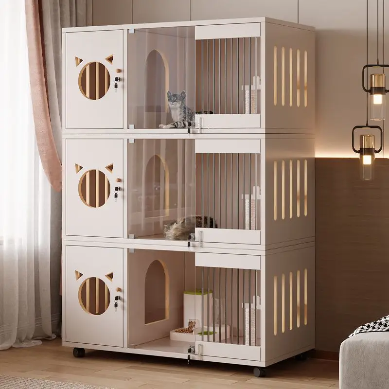 

Solid wood cat villa cat house household indoor pet cabinet cat house multi-layer large free space integrated