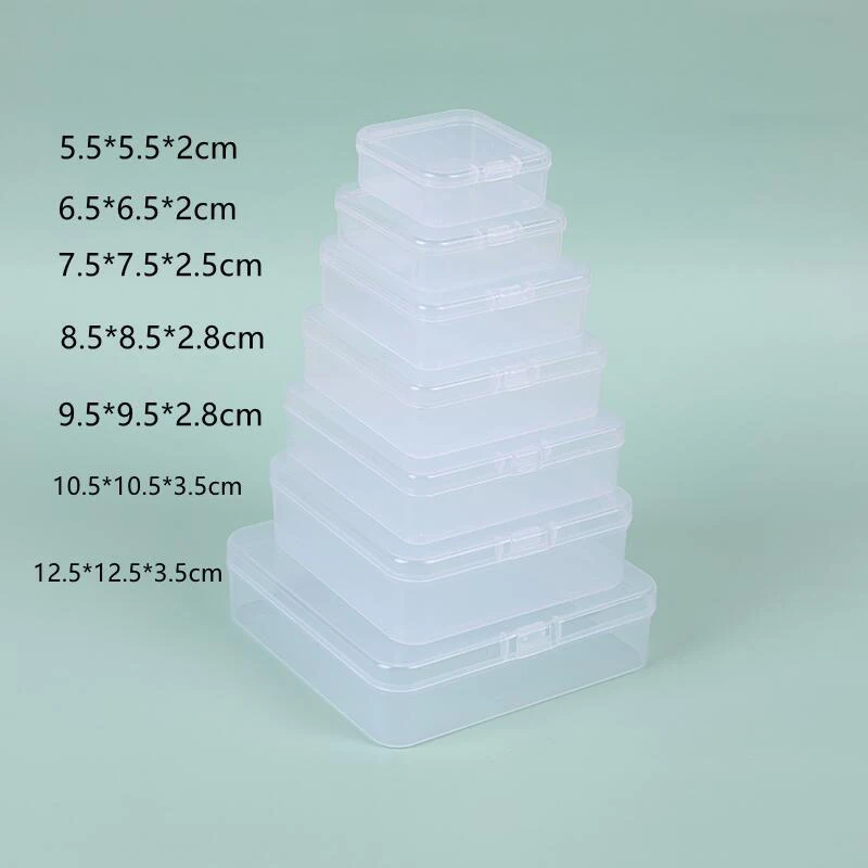 7.5cm Square Transparent PP Plastic Jewelry Storage Box With Lid Clear Empty Parts Accessories Face Mask Box Pencil Boxes