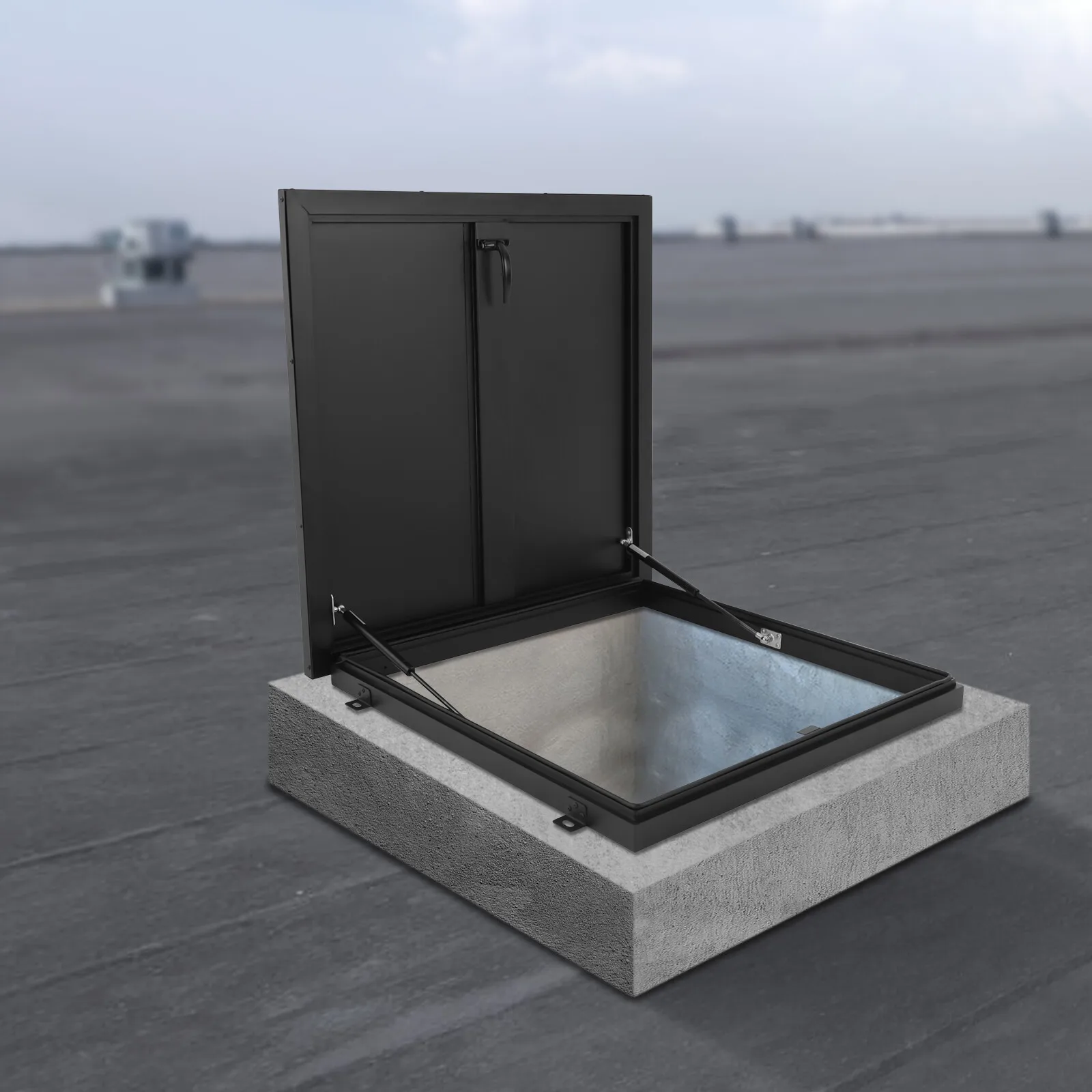 

Secure Roof Hatch With Inside-Only Opening - 90° Opening Angle+Hydraulic Support Rod, Prevents Unauthorized Access