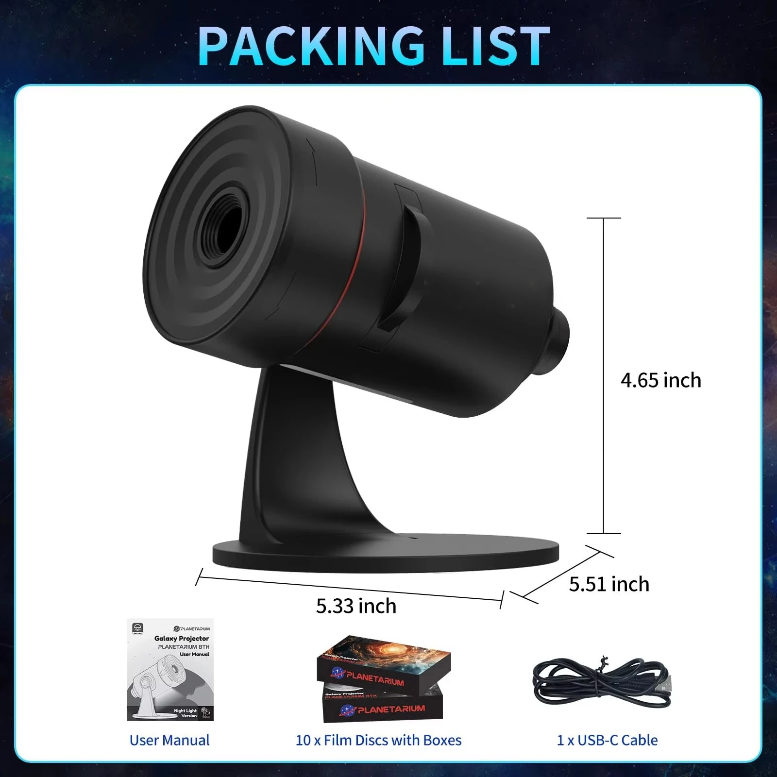 

2025 New 8 Planetarium Projector 10 Movie Discs Light Emitting Diode Night Light Star Projector Bedroom Star Projector Light Ear