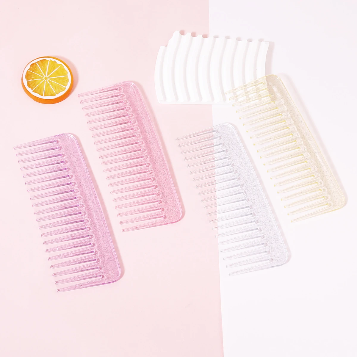 1pc Non Handle Shaped Massage Hair Styling Comb, Plastic Transparent Style Salon Hair Styling Comb, Special for Real Hair Wigs