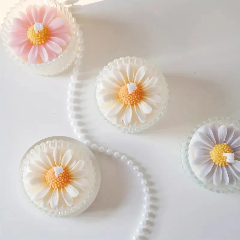 Silicone Daisy Candle Mold 1pc Flower Shaped DIY Craft Mold, Easy to Clean & Release, Round Mold for Handmade Candles & Soap