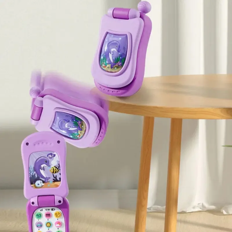 Flip Cover Simulation Mobile Phone Toy Musical Light-Up Flip Phone For Interactive Play view 3