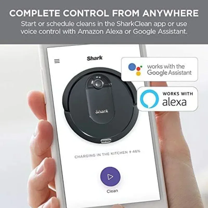 TGBFShark IQ Robot aspirapolvere AV992 Pulizia delle file, perfetto per peli di animali domestici, compatibile con Alexa, Wi-Fi, Nero, Ali