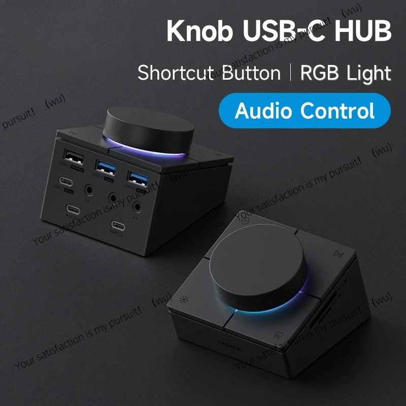 

USB C Hub With Shortcut Buttons Type-C Docking Station Volume Adjustment Desktop Controller 2.5G RJ45 for Macbook
