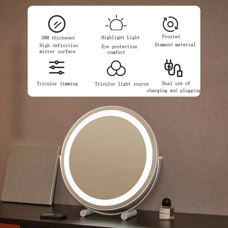 Imagem -03 - Espelho de Maquiagem Led com Luz Espelho de Maquiagem Desktop Luxo Internet Celebrity Intelligent Dressing Mirror