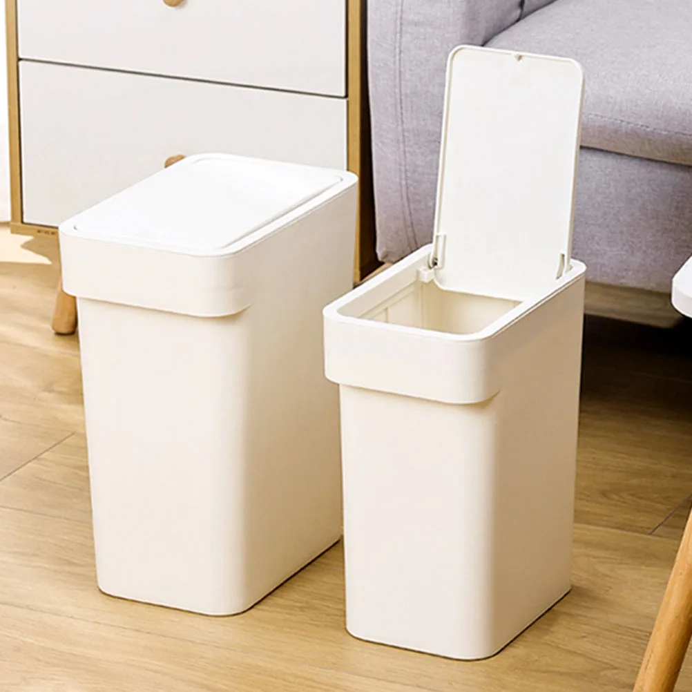 

PP Material Durable PushType Trash Can Easy To Use With Lid No Smelly Odor Kitchen Dust Bin Bathroom Waste Basket